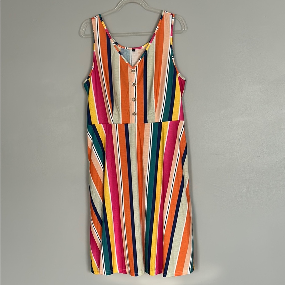Multicolor Striped Sleeveless Dress